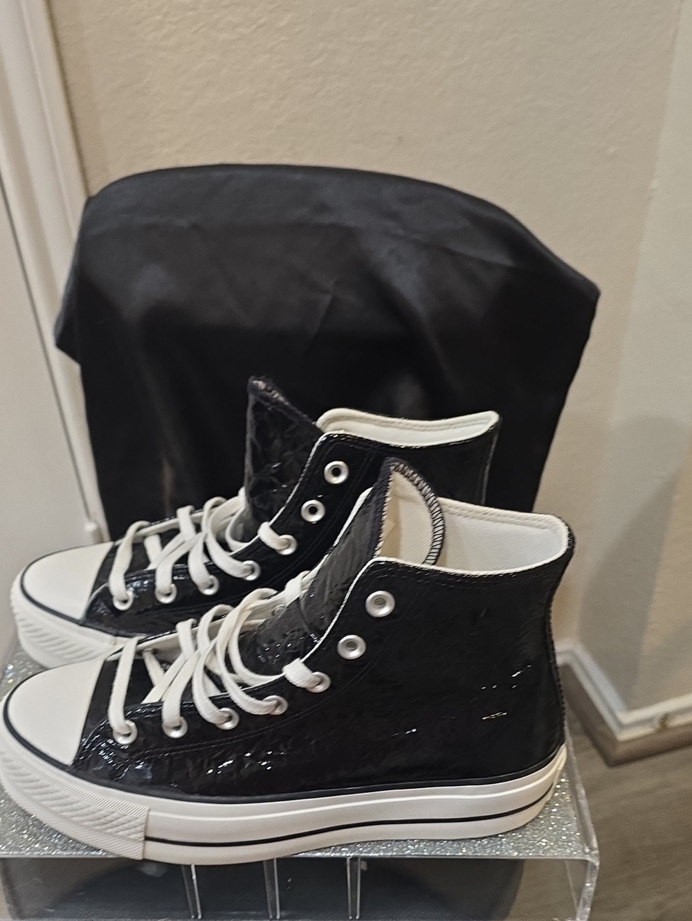 Conversechuck Taylor All Star Lift Platform Crinkled Leather High Top Sneakers - Picture 11 of 14